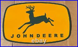 BIG, Thick & Heavy Vintage John Deere Farm Yellow Porcelain Enamel Sign 30x20