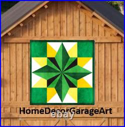Barn Quilt Metal Sign, Five Square Pattern, John Deere Colors Dutch Amish Design Barn Quilt Metal Sign, Five Square Pattern, John Deere Colors Dutch Amish Design