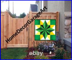 Barn Quilt Metal Sign, Five Square Pattern, John Deere Colors Dutch Amish Design Barn Quilt Metal Sign, Five Square Pattern, John Deere Colors Dutch Amish Design