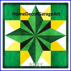 Barn Quilt Metal Sign, Five Square Pattern, John Deere Colors Dutch Amish Design Barn Quilt Metal Sign, Five Square Pattern, John Deere Colors Dutch Amish Design