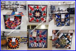 Barn Quilt Metal Sign, Five Square Pattern, John Deere Colors Dutch Amish Design Barn Quilt Metal Sign, Five Square Pattern, John Deere Colors Dutch Amish Design