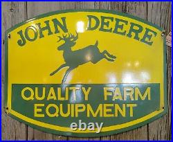 Beautiful Vintage John Deere Porcelain Farm Equipment Sign Retro Old Advertising
