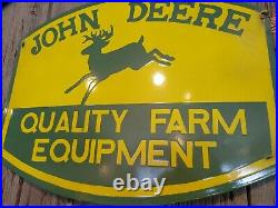 Beautiful Vintage John Deere Porcelain Farm Equipment Sign Retro Old Advertising