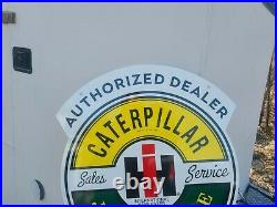 Big International Caterpillar John Deere Tractor Porcelain Sign Farm Gas Oil