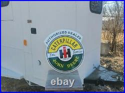 Big International Caterpillar John Deere Tractor Porcelain Sign Farm Gas Oil