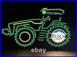 Big John Deere Busch Light Farm Tractor LED Beer Bar Neon Sign Dimmer