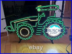 Big John Deere Busch Light Farm Tractor LED Beer Bar Neon Sign Dimmer