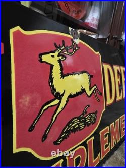 Black John Deere 36x12 Farm Implements Porcelain Sign