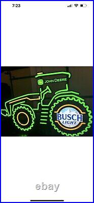 Brand New Busch Light Beer John Deere Tractor Led Bar Sign Man Cave New In Box