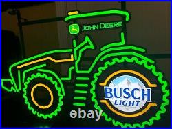 Busch Light Beer John Deere Tractor Led Bar Sign Man Cave Garage Decor New