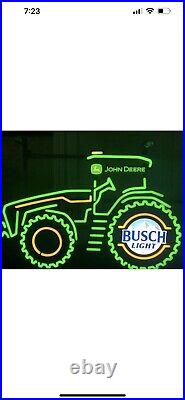 Busch Light Beer John Deere Tractor Led Bar Sign Man Cave New In Box