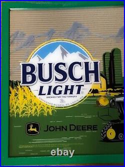 Busch Light Beer John Deere Tractor Mirror Man Cave Decor Display Sign New