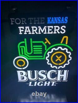 Busch Light For The Kansas Farmers Led Beer Bar Sign Tractor John Deere