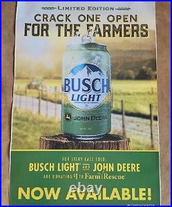 Busch Light John Deere Poster Display Sign 24x36 For The Farmers, New, Rare