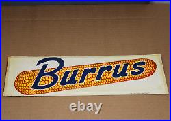 CORN GRAPHIC NOS NEAR MINT 1950's era BURRUS SEED CORN Old Embossed Tin Sign CORN GRAPHIC NOS NEAR MINT 1950's era BURRUS SEED CORN Old Embossed Tin Sign