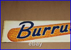 CORN GRAPHIC NOS NEAR MINT 1950's era BURRUS SEED CORN Old Embossed Tin Sign CORN GRAPHIC NOS NEAR MINT 1950's era BURRUS SEED CORN Old Embossed Tin Sign