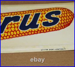 CORN GRAPHIC NOS NEAR MINT 1950's era BURRUS SEED CORN Old Embossed Tin Sign CORN GRAPHIC NOS NEAR MINT 1950's era BURRUS SEED CORN Old Embossed Tin Sign