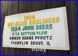 Car Show Sign Display Show Board Shocard 1934 John Deere Tractor Allis Chalmers
