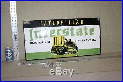 Caterpillar Interstate Porcelain Sign Oil Gas Service Garage Station John Deere