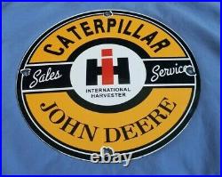 Caterpillar John Deere Porcelain Vintage Style Tractor Dealership Service Sign