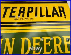 Caterpillar John Deere Tractor Farm Neon Gas & Oil Porcelain Enamel Sign 72x48