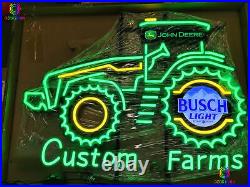 Custom Farms John Deere Tractor Customized Busch Light LED Neon Sign With Dimmer