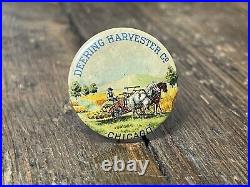 DEERING HARVESTER CO. CHICAGO Horse Drawn Farm Equipment advertising button