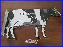Delaval Die Cut Cow Porcelain Metal Sign Milk Dairy Farm Holstein Gas Oil Food