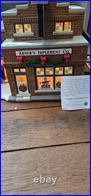 Dept 56 Abner's Implement John Deere #5655052 Vintage Snow Village Sign Lights