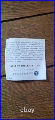 Dept 56 Abner's Implement John Deere #5655052 Vintage Snow Village Sign Lights