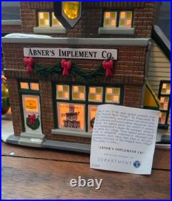 Dept 56 Abner's Implement John Deere #5655052 Vintage Snow Village Sign Lights