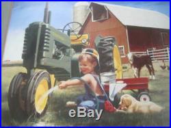 Donald Zolan CLEAN SHINY John Deere Tractor Print Signed Rare Little Farm Hands