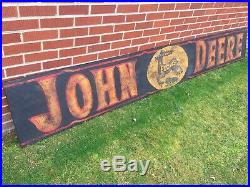 Early JOHN DEERE PLOWS Wooden Sign painted 10' Deer Tractor colors RARE