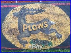 Early JOHN DEERE PLOWS Wooden Sign painted 10' Deer Tractor colors RARE