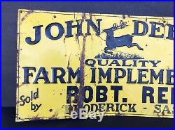 Embossed Tin Dealer Sign John Deere Broderick Saskatchewan 1930s Rare Antique