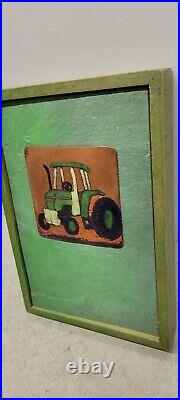 Enamel on copper painting Of John Deere Tractor signed bishop