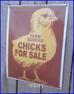 FARM BUREAU PORCELAIN SIGN CHICKS FOR SALE chicken coop hen house john deere
