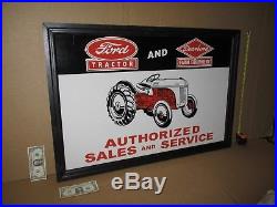 FORD Tractor & DEARBORN Farm Equipment Sign GIANT SIZE Wood Frame -BIG&HEAVY