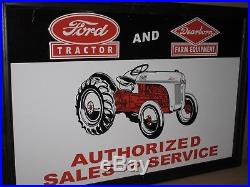 FORD Tractor & DEARBORN Farm Equipment Sign GIANT SIZE Wood Frame -BIG&HEAVY