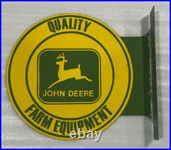 Flange John Deere Farm Equipment Porcelain Enamel Gas & Oil Sign 21.5x17dsp