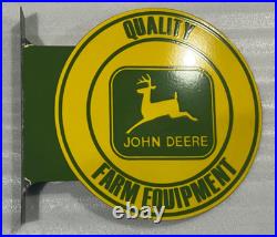 Flange John Deere Farm Equipment Porcelain Enamel Gas & Oil Sign 21.5x17dsp