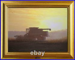 Frase Original Painting Autumn Landscape Art John Deere Combine Sunset Soybeans