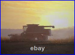 Frase Original Painting Autumn Landscape Art John Deere Combine Sunset Soybeans