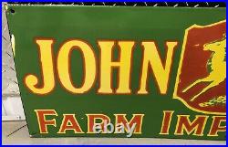 Giant 36 John Deere Porcelain Farming Implements Porcelain Sign Green & Yellow