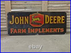 Giant Vintage Heavy John Deere Farm Equipment Double-sided Porcelain Sign 60