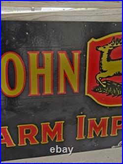 Giant Vintage Heavy John Deere Farm Equipment Double-sided Porcelain Sign 60