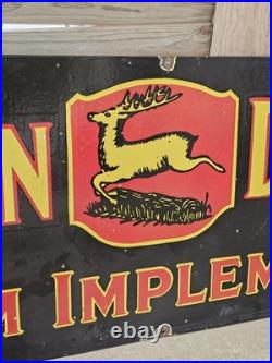Giant Vintage Heavy John Deere Farm Equipment Double-sided Porcelain Sign 60