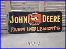 Giant Vintage Heavy John Deere Farm Equipment Double-sided Porcelain Sign 60