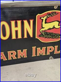 Giant Vintage Heavy John Deere Farm Equipment Double-sided Porcelain Sign 60