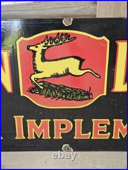 Giant Vintage Heavy John Deere Farm Equipment Double-sided Porcelain Sign 60